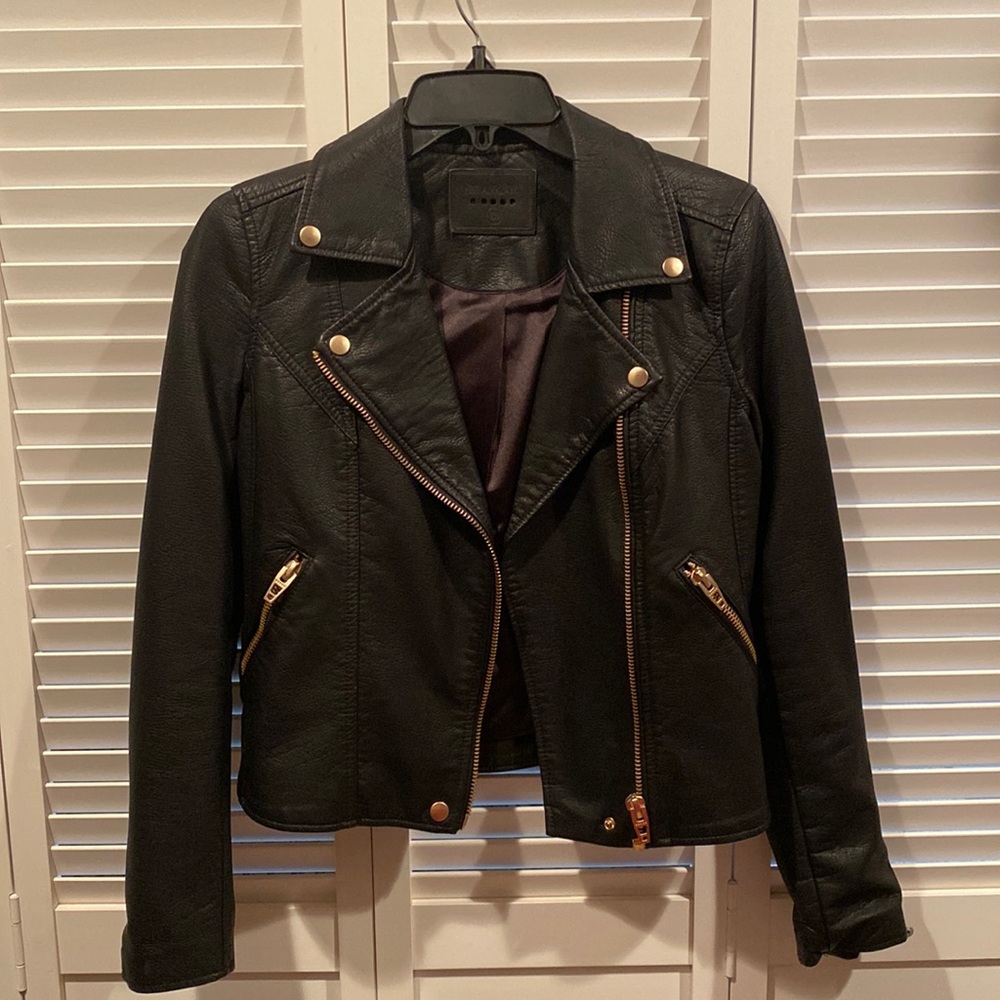 BlankNYC faux leather jacket with gold hardware